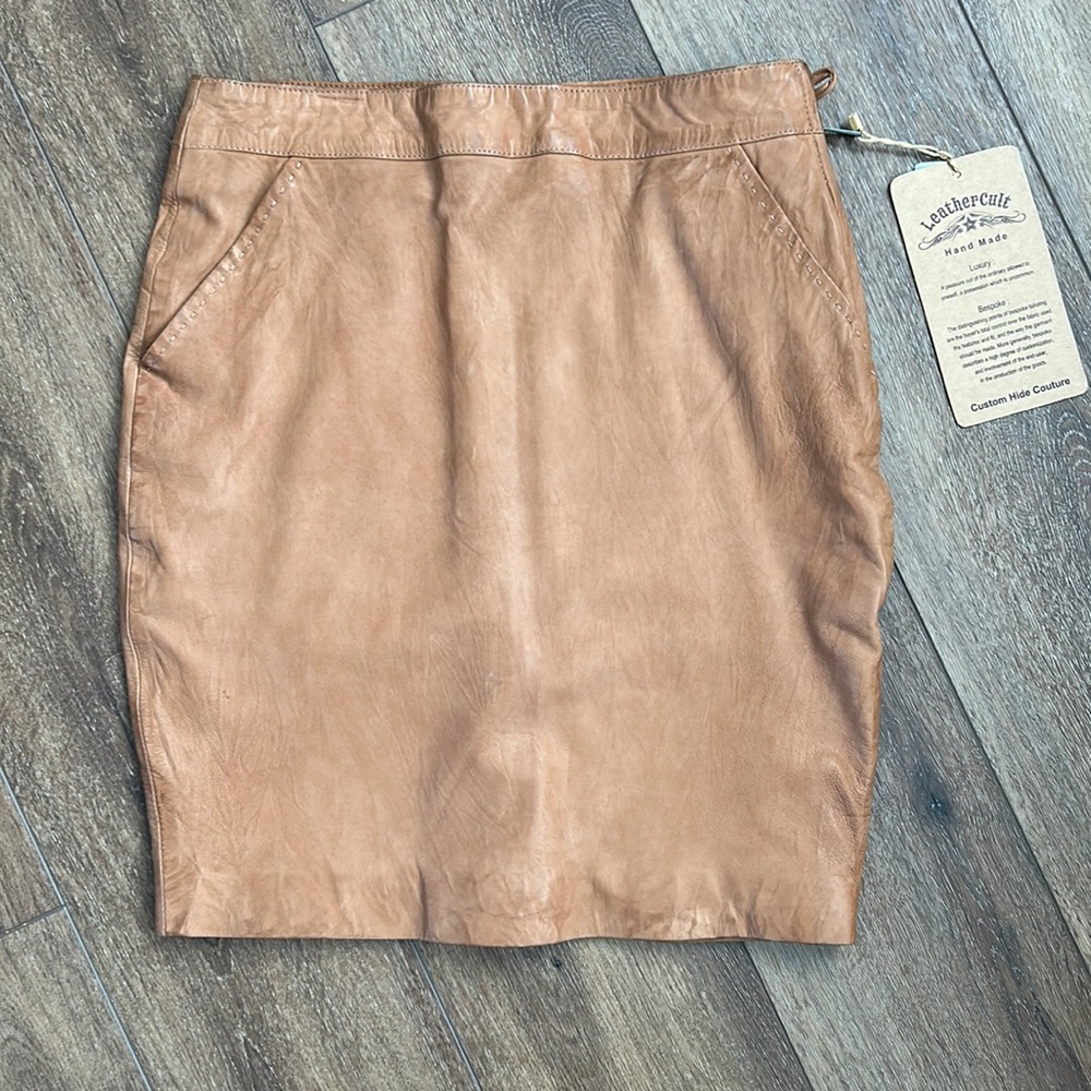Leather Cult Handmade Leather Pencil Skirt, Size Medium